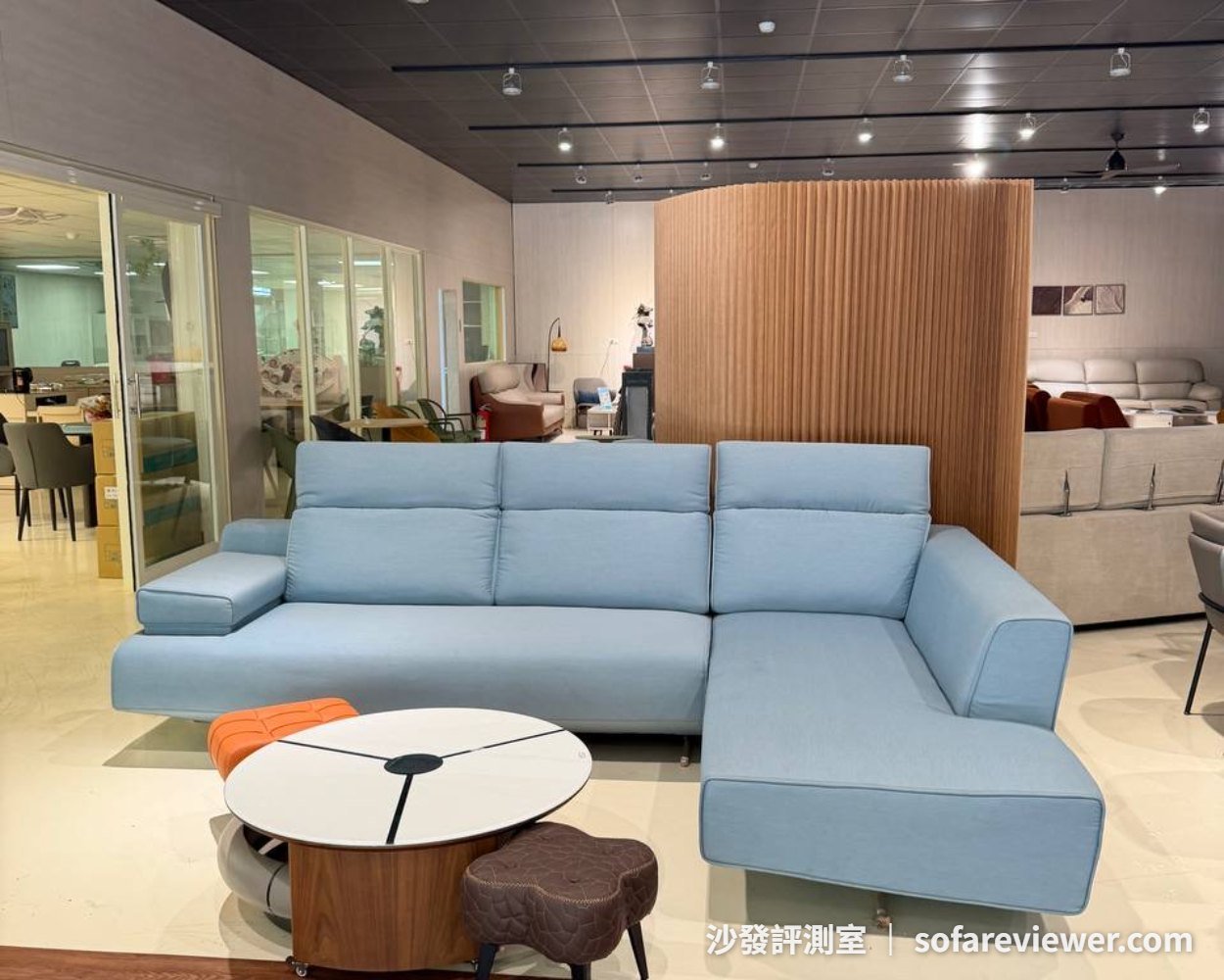 協富沙發工廠灰藍色 L 型展示款